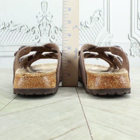 Birkenstock Yao Womens Brown Leather Buckle Slide Flat Sandals Size 9 - Picture 8 of 10